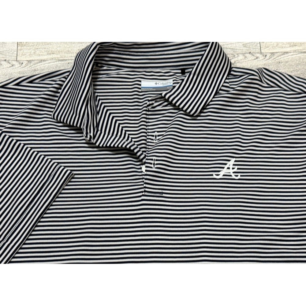 Columbia Golf Alabama Crimson Tide Polo Shirt Mens XL Navy White Striped NCAA